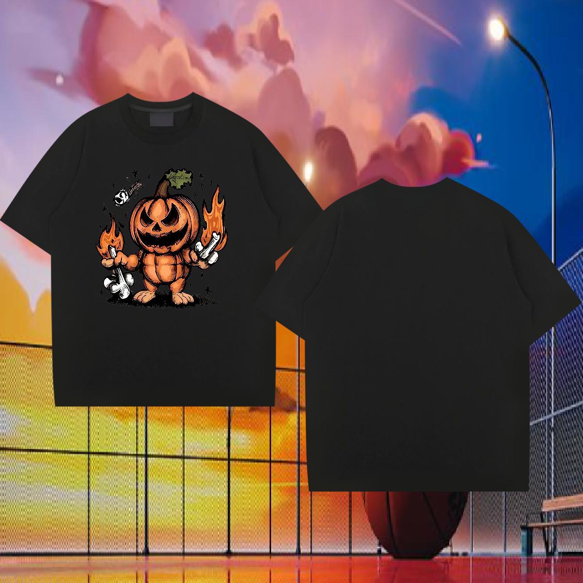 Free Shipping Mens T Shirts 230g Cotton pumpkin Sports Casual Tops Tees O Neck Short Sleeves Designer Men Tees Anime Print