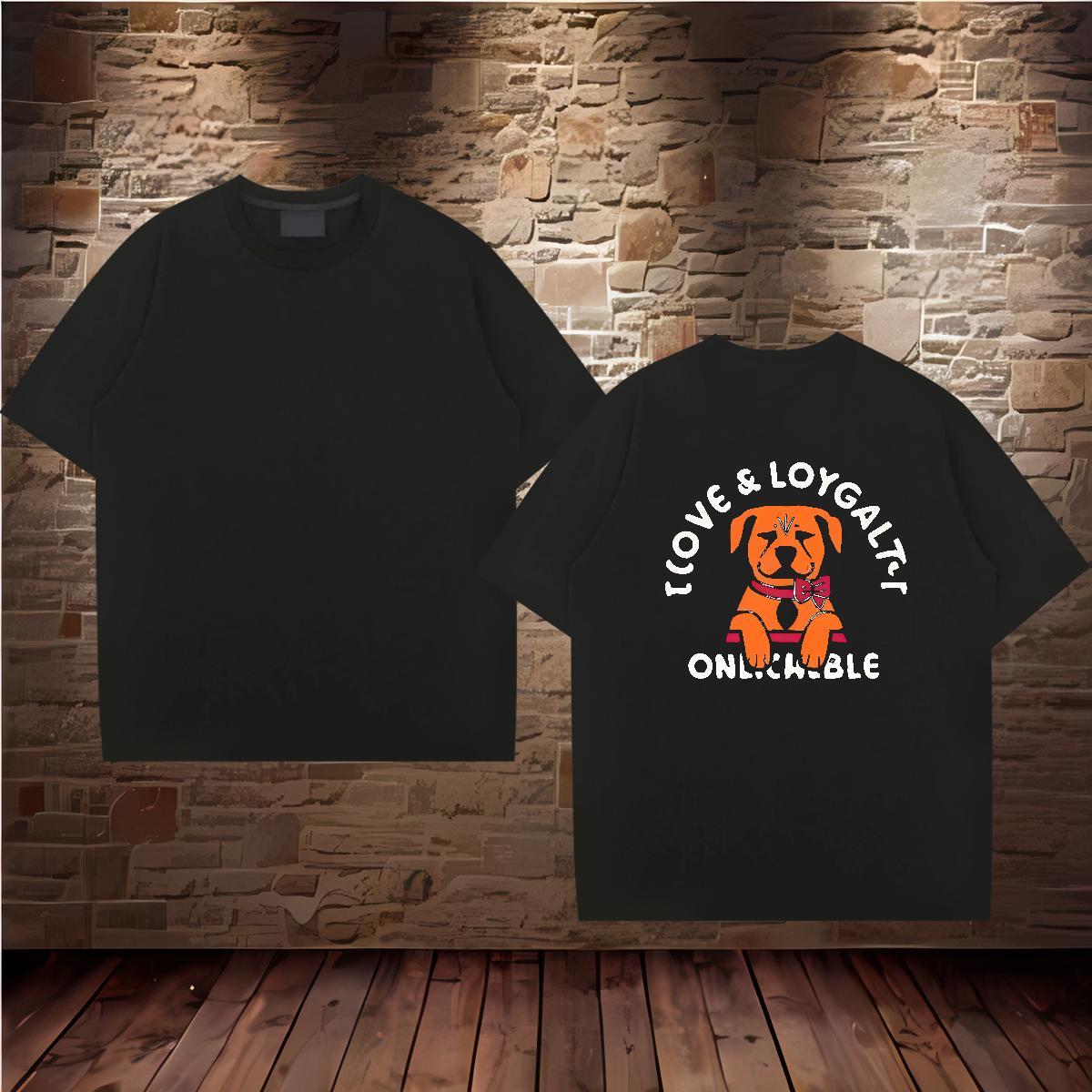Fashion New T shirt 230g 100% Cotton dog Daily Wear Clothings Breathable Loose Fit Mens Tshirts Cartoon Print