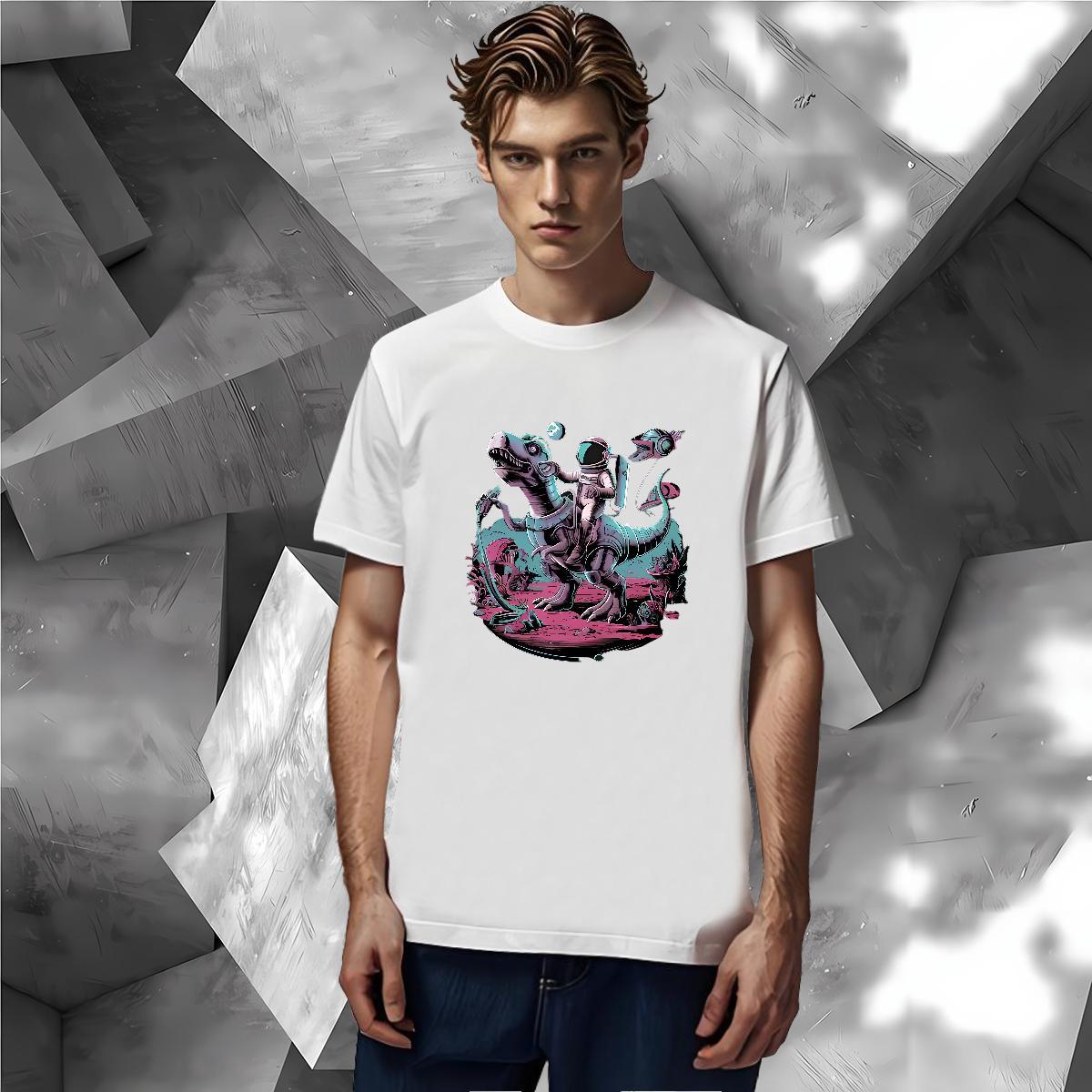 Free Shipping T shirt 230g 100% Cotton dinosaur Hip Hop Top Tees Breathable Short Sleeve Loose Fit Couples T Shirts Custom Print Plus Size