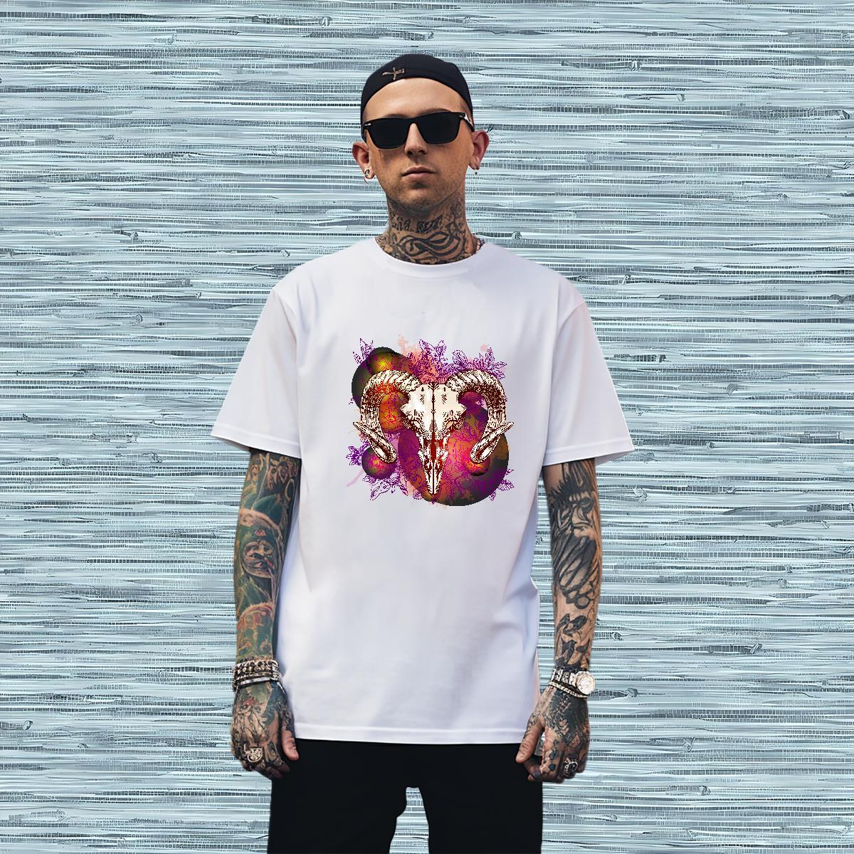 Mens T Shirts 230g 100% Cotton sheep Daily Outfit Breathable Anime Print Tshirt for Man Woman 2024 Summer Popular Wear