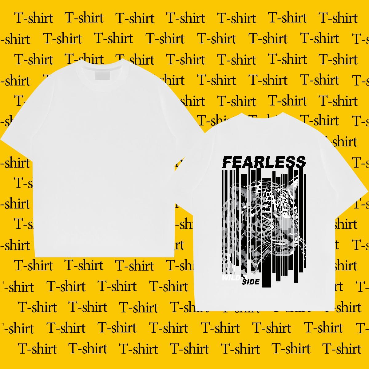 Wholesale T shirt 230g 100% Cotton leopard,letter,line Hip Hop Street Tees Shirts Crew Neck TOP Quality Men Clothes T-Shirt Cartoon Print