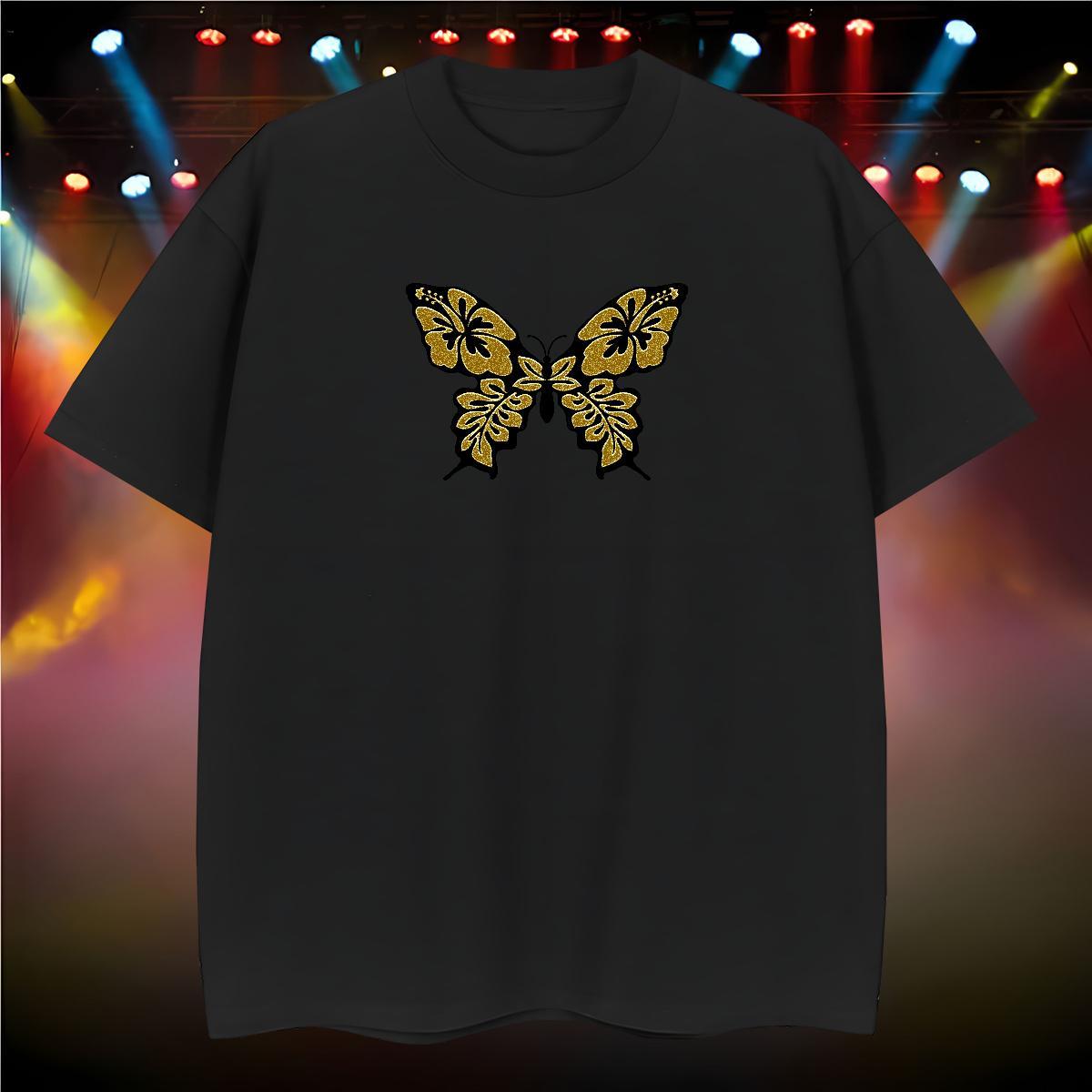 2024 Summer Mens T Shirts 230g 100% Cotton Butterfly High Street Hip Hop Clothings Breathable Cool Design Men Tees Customized Print