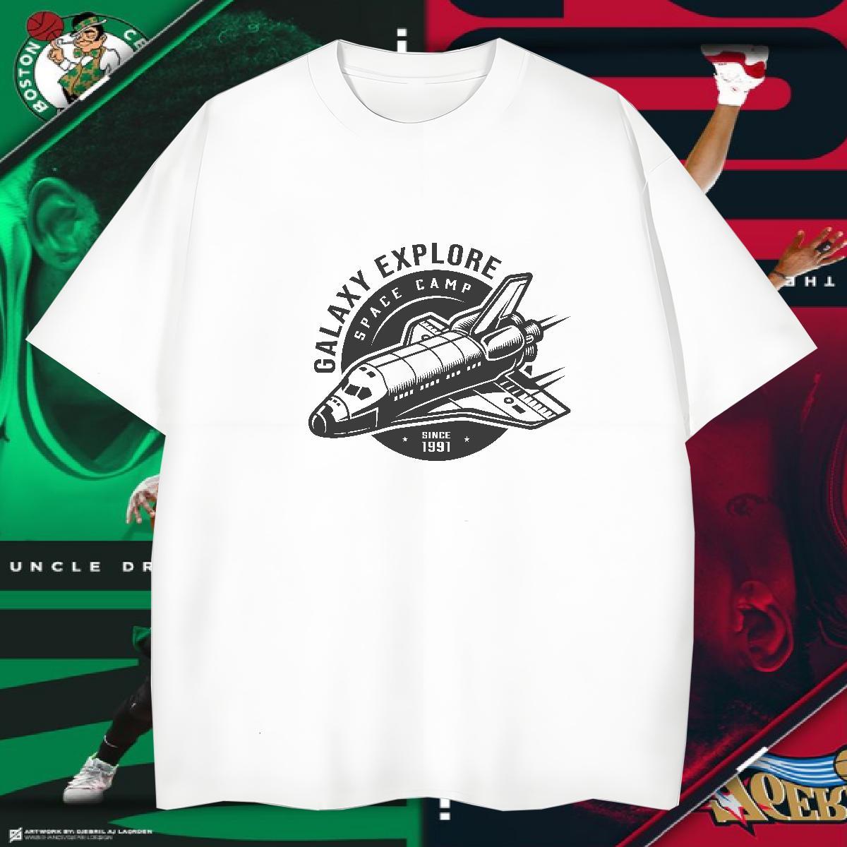 Men T Shirts 230g 100% Cotton outer space Anime Printing Street Breathable Crew Neck Custom Printed Men Tops Tees Designer Loose Tops Shirt