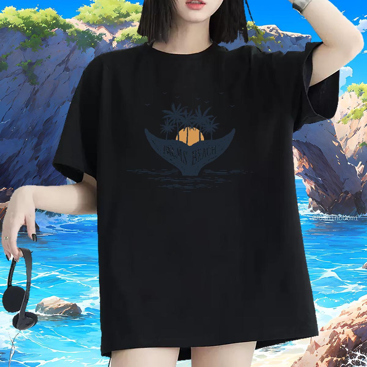 Wholesale T shirt Comfortable Lady T shirt Custom Cartoon sea Sport 100% Cotton 230g Stylist Wear