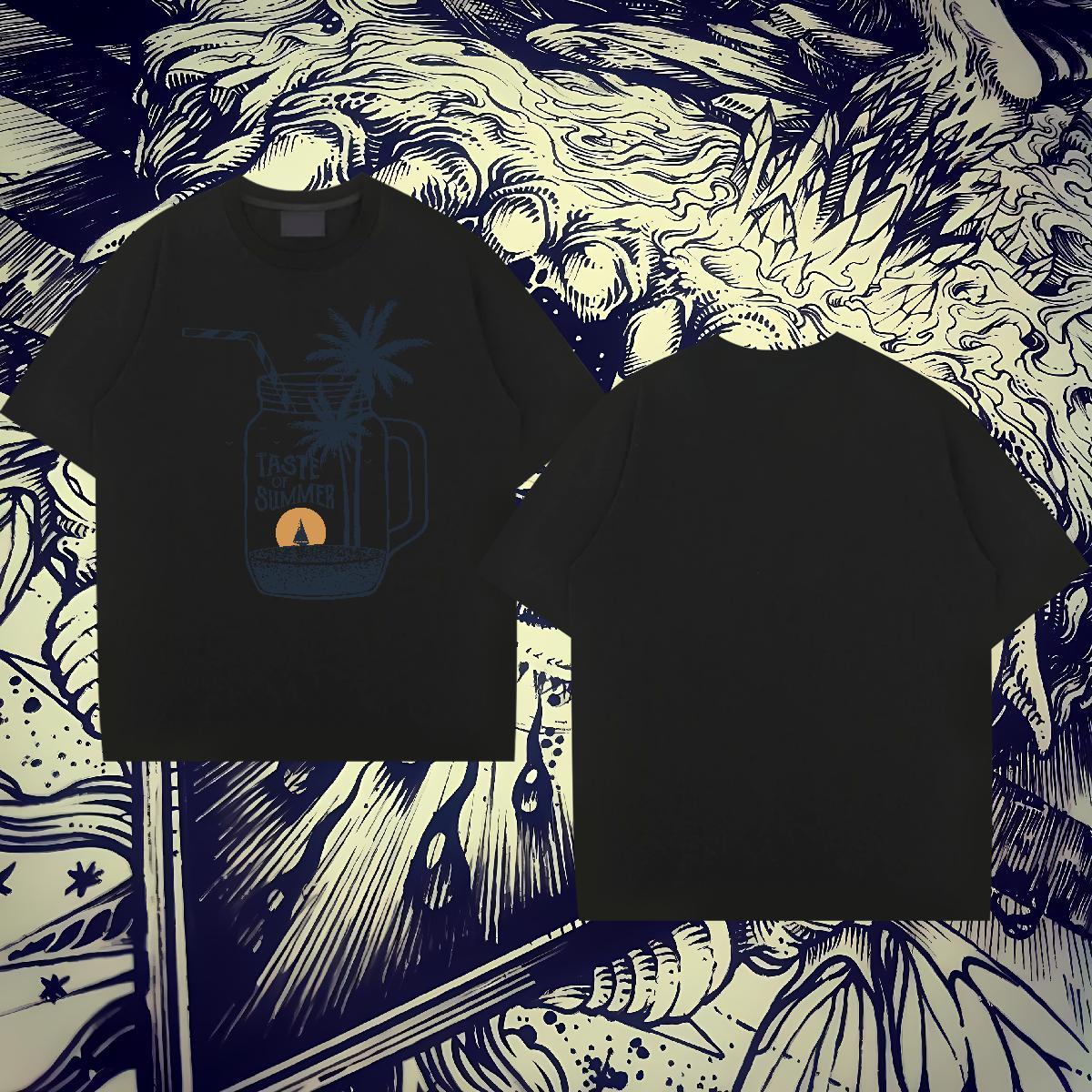 Loose Tshirts 230g 100% Cotton Casual Daily Wear sun DIY Anime Pure Cotton Fashion New T Shirts Men Tops Shirt