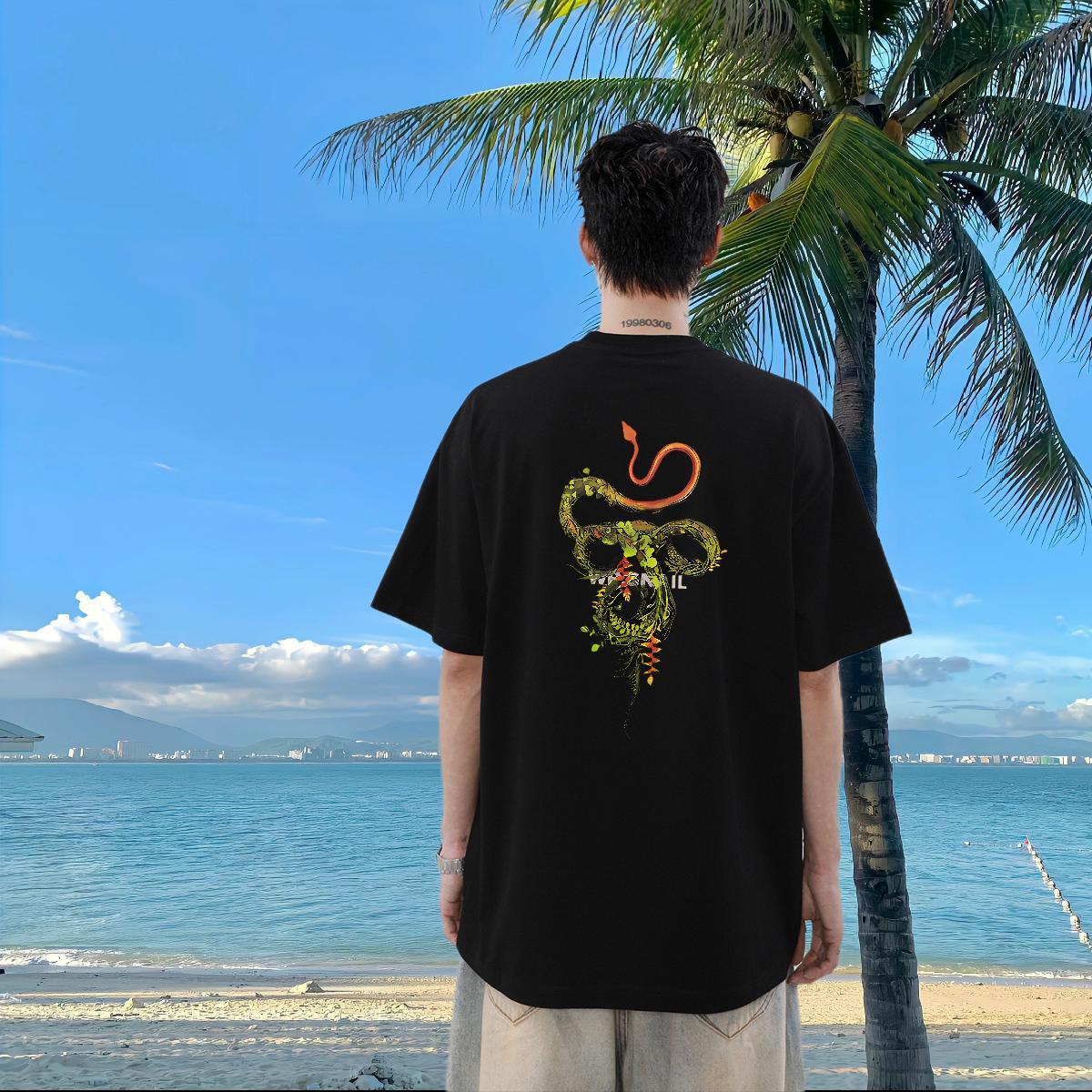 Custom T-Shirts 100% Cotton 230g snake Sports Casual Top Tees Breathable Cool Men Tops Tees DIY Logo Oversized
