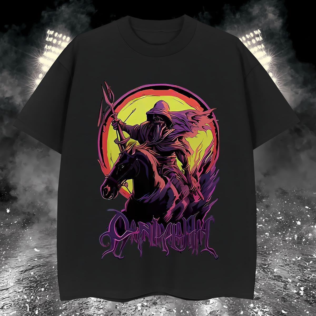 T Shirts Men 230g Pure Cotton horse Casual Beach Breathable Crew Neck Anime Print Couples T Shirts Stylist Loose Fit Top Tees