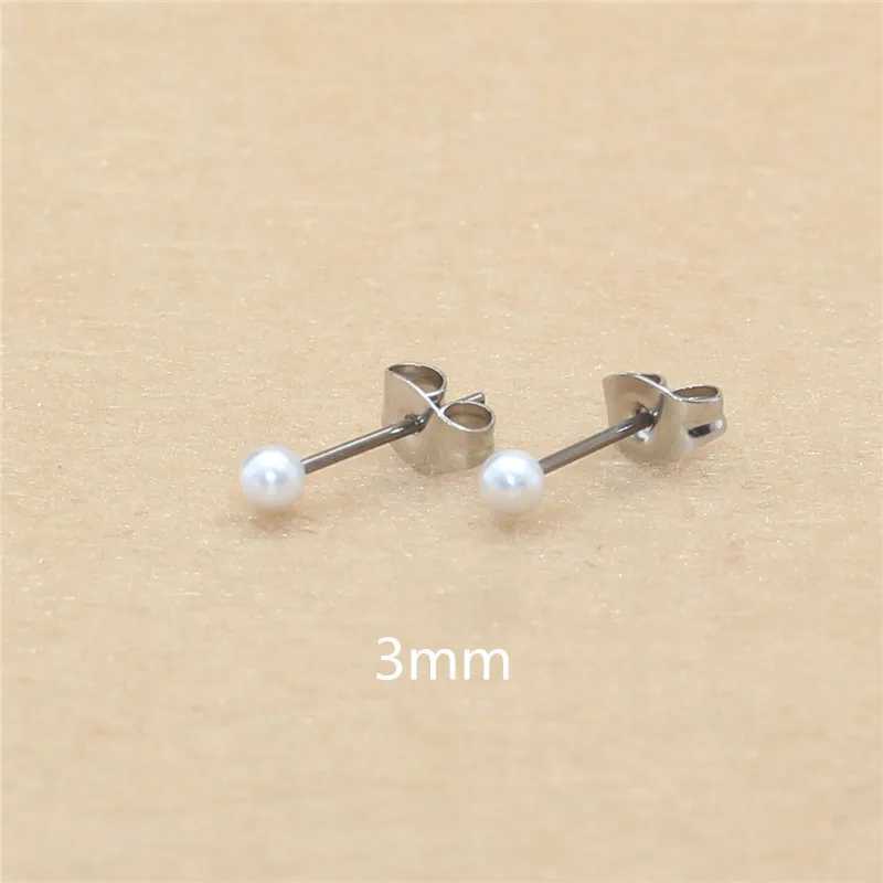 Short titanium steel with ABS derivative pearl earrings 3mm to 8mm no fading or allergies W241023