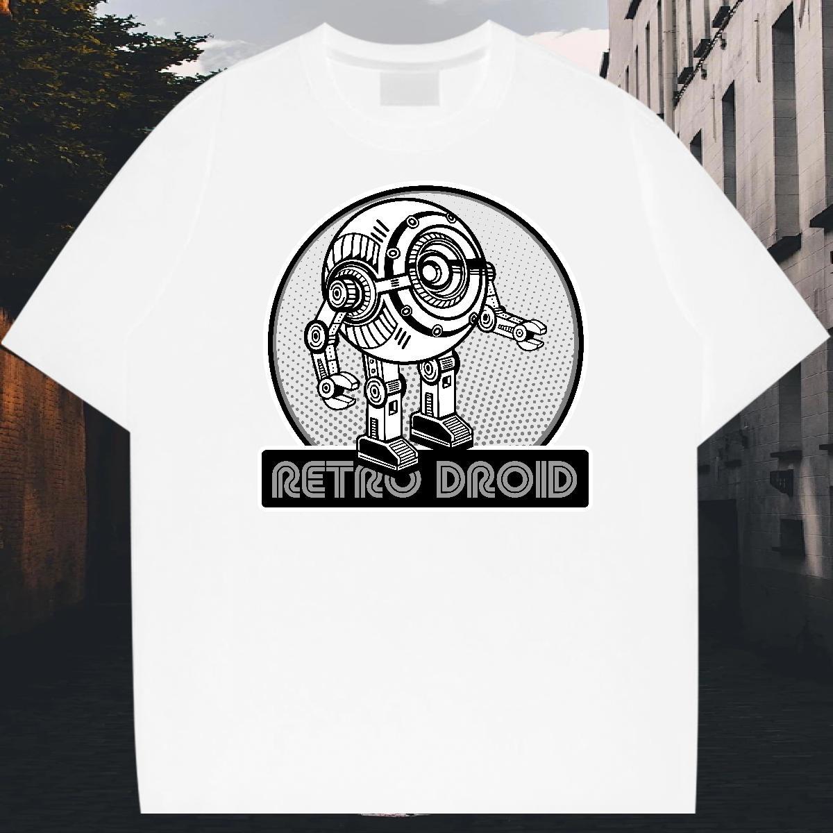Designer Tshirts 230g Pure Cotton Street wear Hip Hop robot DIY Printed Breathable Short Sleeve Fashion Design Men T Shirts Clothings