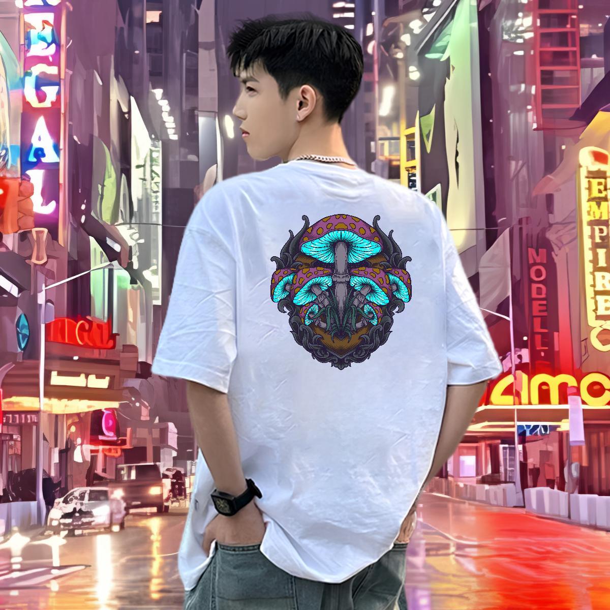 2024 Designer T Shirts Men 230g Cotton mushroom Summer Casual Wear Short Sleeve Soft Comfortable Men Clothes T-Shirt Custom Print Plus Size