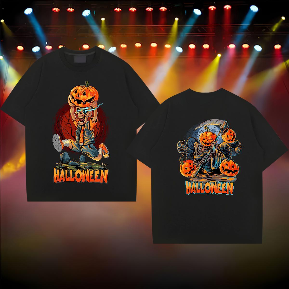 2024 T Shirts Men 100% Cotton 230g Halloween Anime Printing Street Wear Breathable Soft Cool Design Men Tshirts White Plus Size