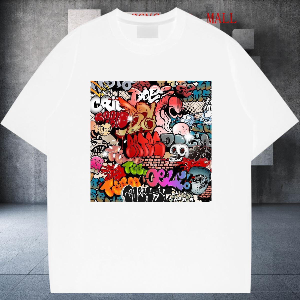 Designer Fashion Men T Shirts skull Polos 100% Cotton 230g Beach Soft DIY Printed Breathable Crew Neck Couples T Shirts