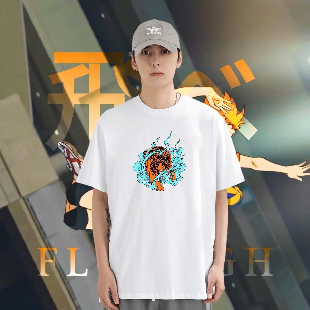 Man T Shirts 230g 100% Cotton tiger Outdoor Round Neck Short Sleeve Plus Size Cartoon Mens Tshirts New Arrival Unisex Polos