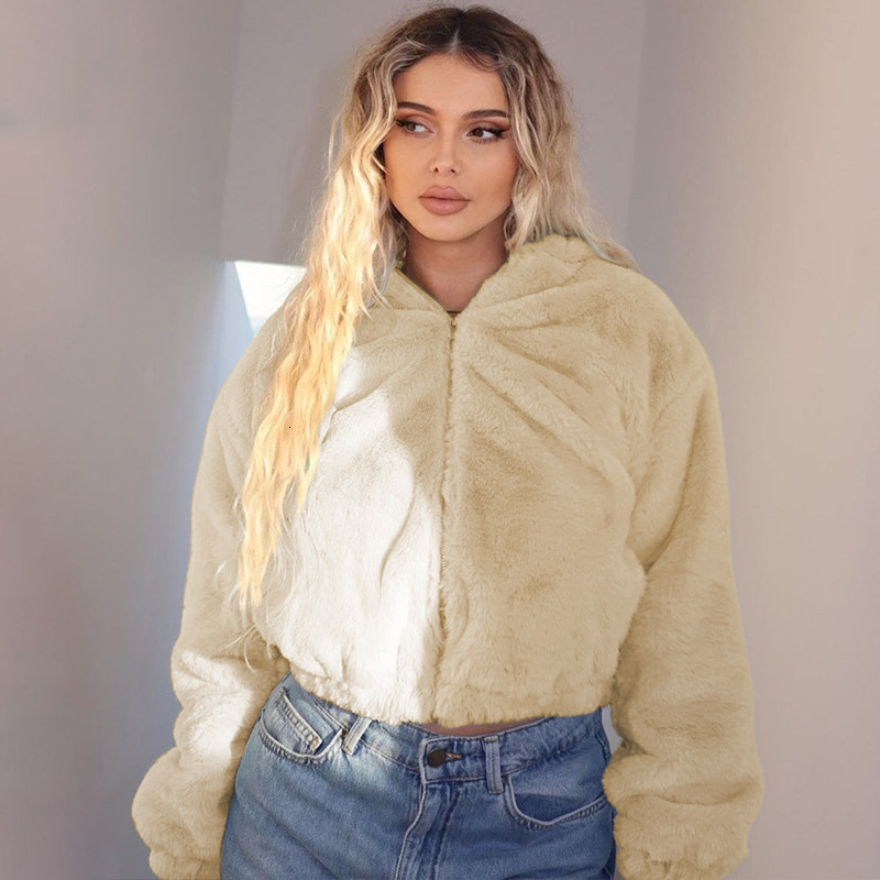 Women's Autumn New Fashion Cardigan Zipper Hooded Plush Long Sleeve Top for Women