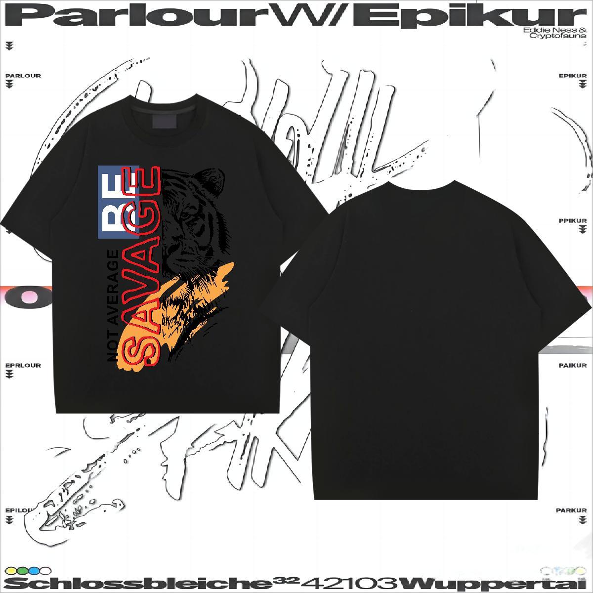 Fashion Design Men T Shirts 230g Pure Cotton tiger Home Outdoor Tops Shirt Crew Neck Comfortable Couples T Shirts DIY