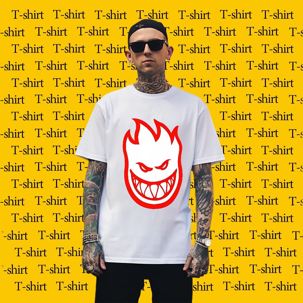 T-Shirts 230g Cotton halloween High Street Hip Hop Breathable Soft Anime Print Men Tops Tees Designer Fashion Cool Top Tees