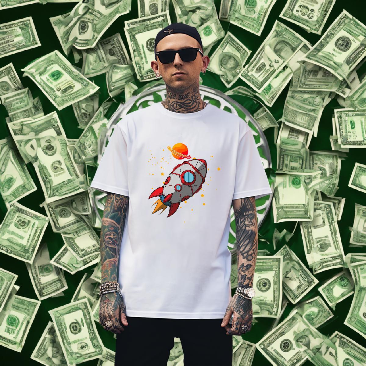 T Shirt For Man 230g 100% Cotton universe Sports Casual Crew Neck Customized Print Men Clothes T-Shirt New Loose Tees Shirts