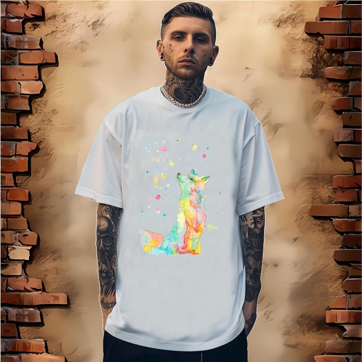 2024 DIY T-Shirts for Men 100% Cotton 230g wolf Sport Tshirts Short Sleeve O-Neck Popular Tshirt for Man Woman DIY Printed