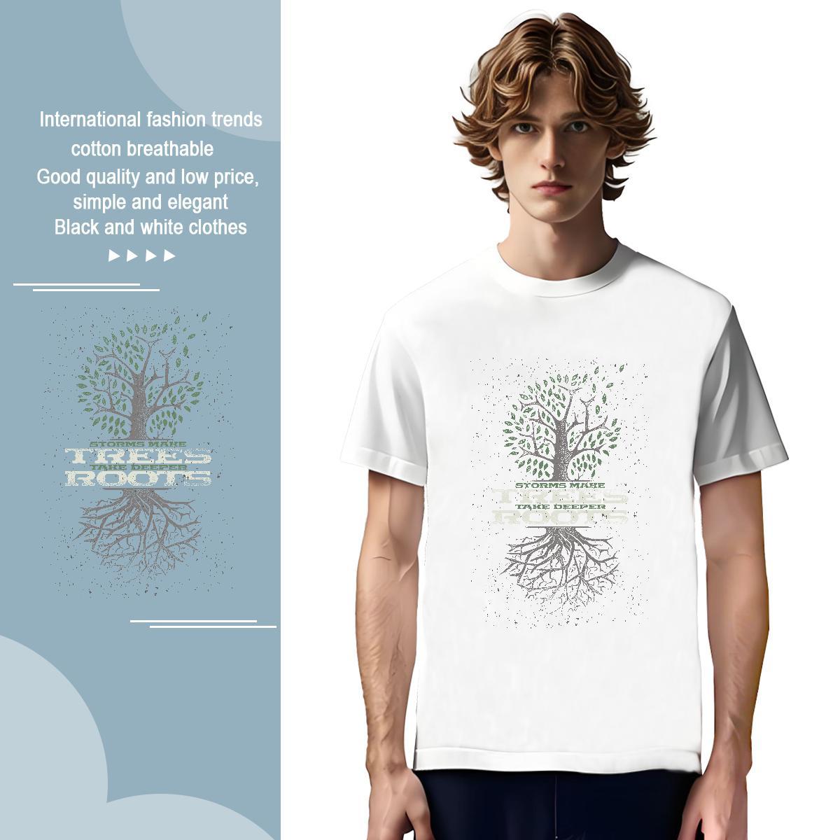 T shirt 100% Cotton 230g tree Beach Breathable Crew Neck Graphic Tshirts New Brand Wear