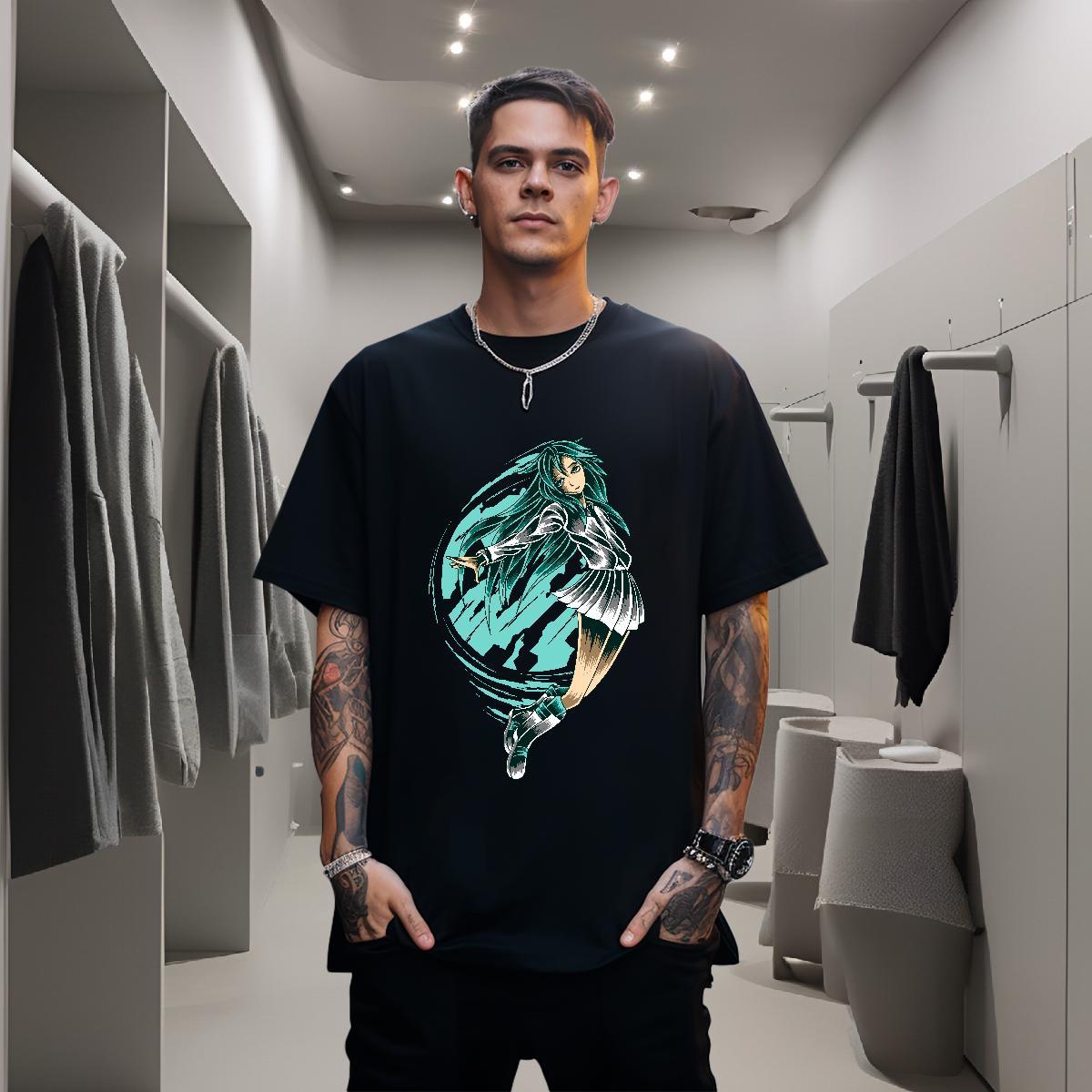 T-Shirts for Men 100% Cotton 230g portrait Sport Pure Cotton Plus Size Cartoon Couples T Shirts 2024 New Loose Fit Tops Tees