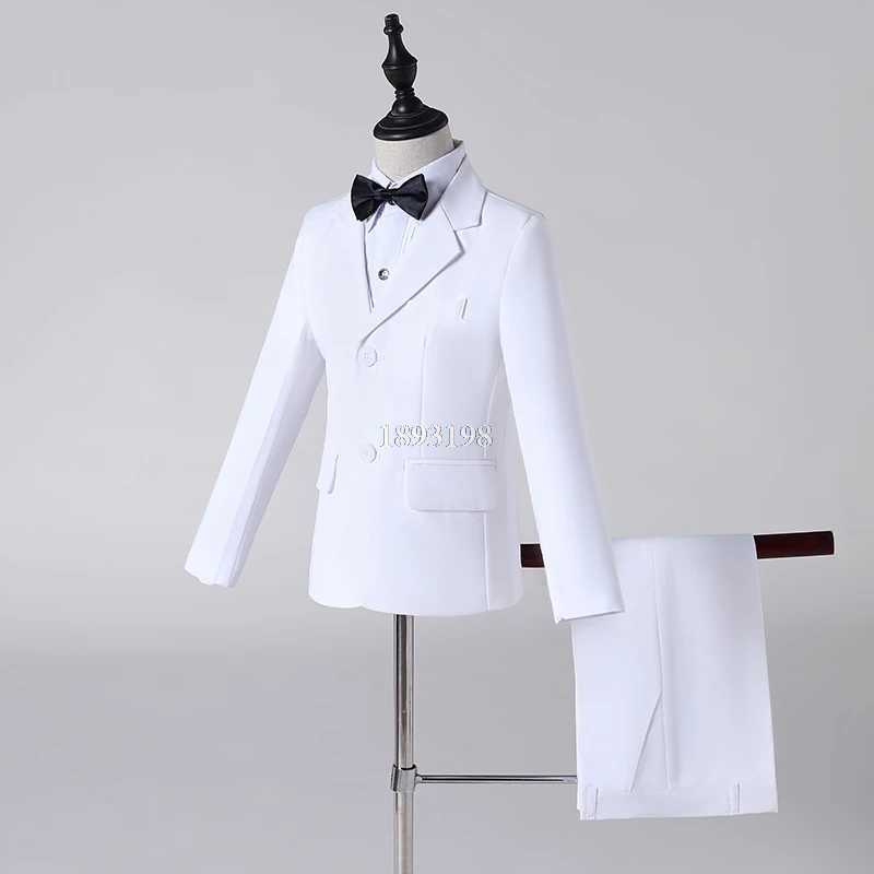 Suits Child White Formal 3pcs Suit Set Flower Boys Wedding Party Baptism Host Dress Costume Kids Blazer Pants Vest/shirt Clothes Set