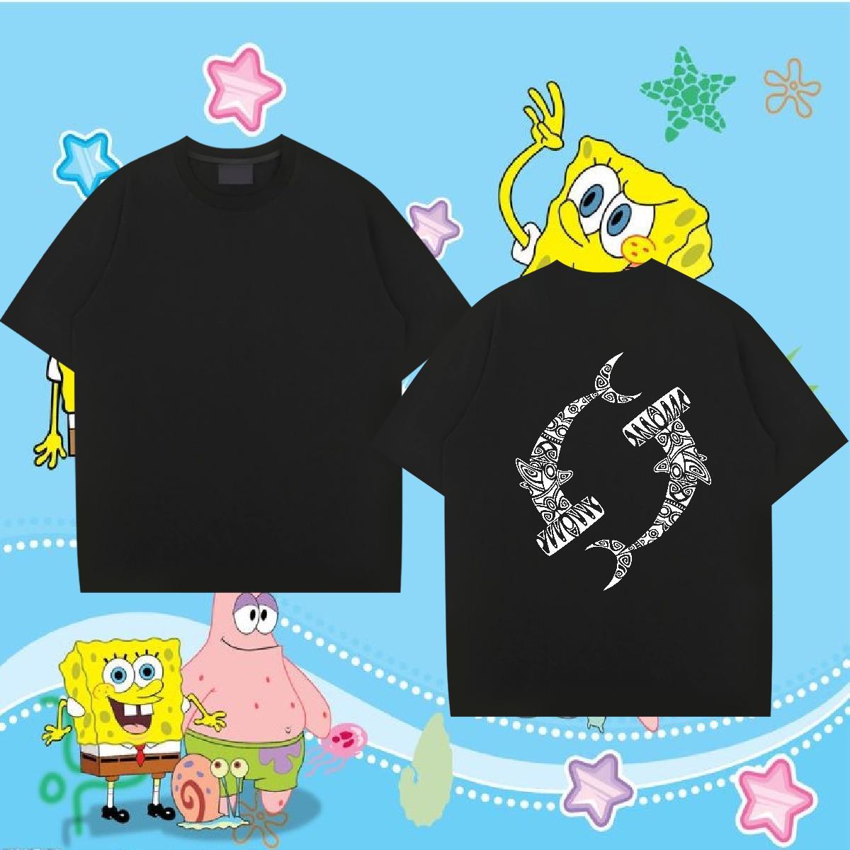 Classic Men T Shirts 230g 100% Cotton fish Street Casual Polos Short Sleeve Soft Cool Design Tshirts Black White