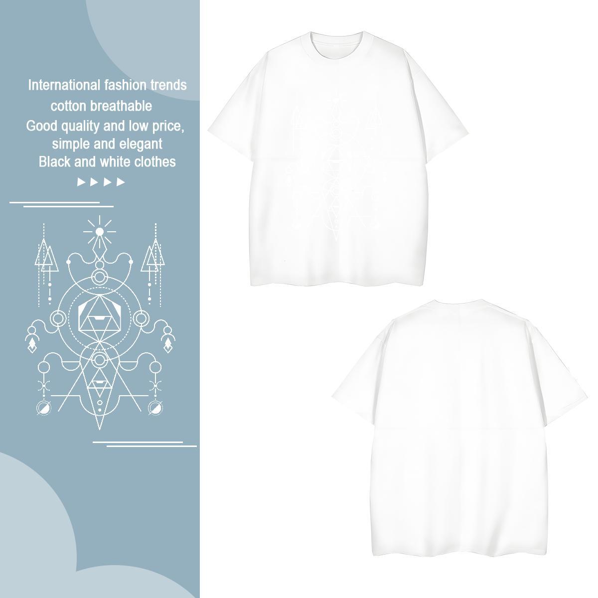 T-Shirts for Men 100% Cotton 230g Lines Casual Breathable Soft Anime Tshirts 2024 Summer Unisex Tops Shirt