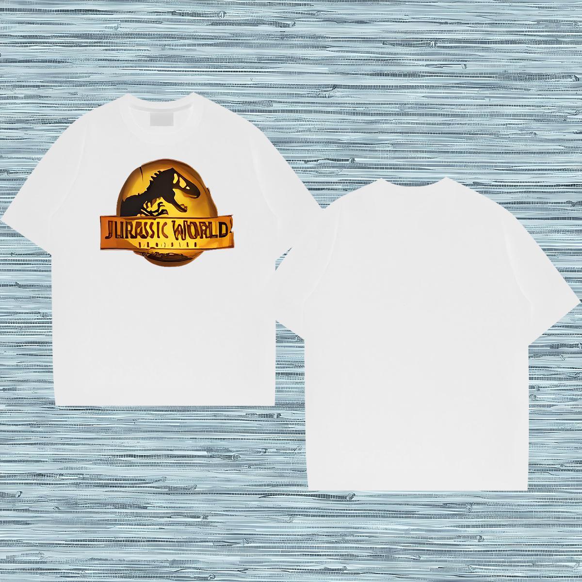 2024 Summer T Shirts Men 100% Cotton 230g dinosaur Street Casual Clothes Crew Neck Cool Design Men Tshirts Custom Cartoon