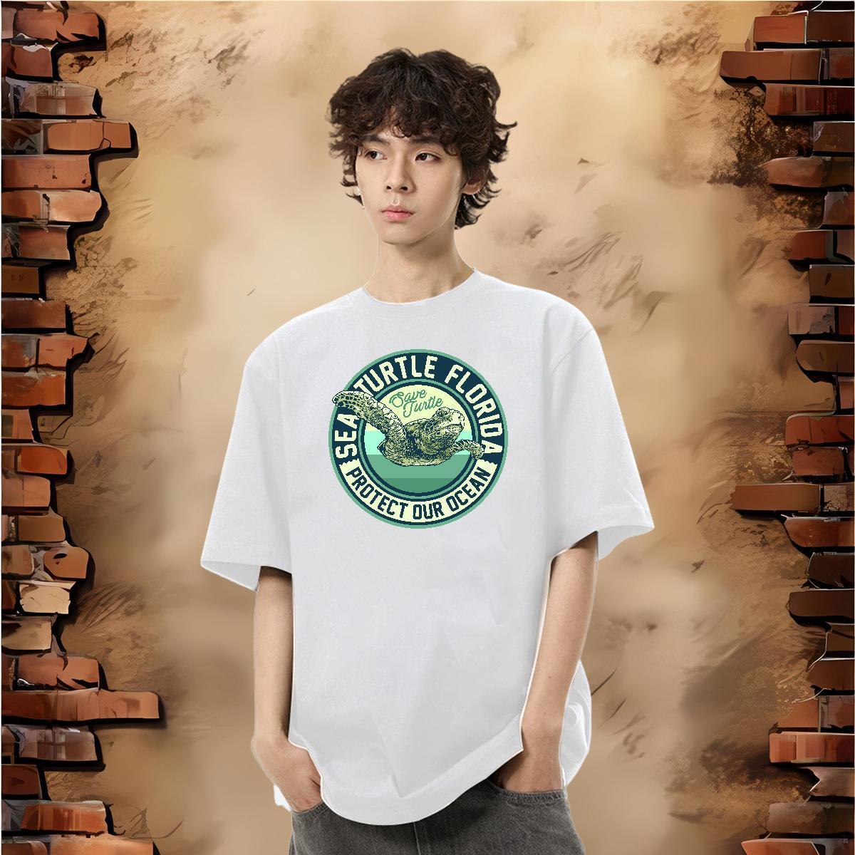 Fashion Casual Mens T Shirts 230g Cotton tortoise High Street Hip Hop Polos Breathable Short Sleeve Brand Couples T Shirts Plus Size Custom