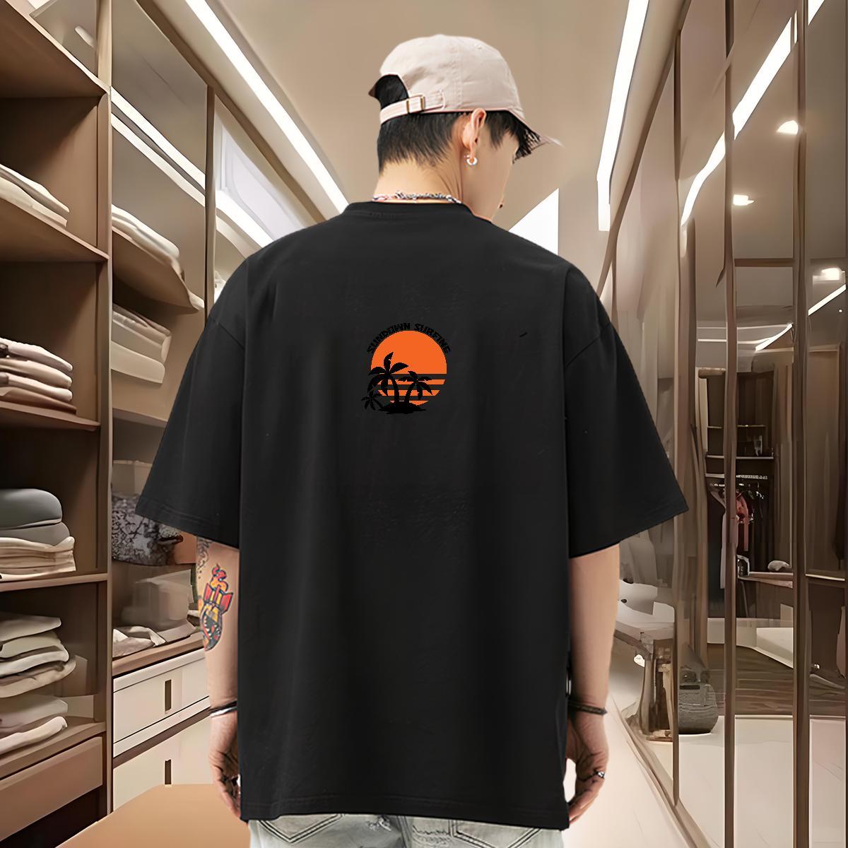 2024 New Mens T Shirts 230g 100% Cotton tree Street Clothes Pure Cotton Free Shipping Mens Tshirts Black White