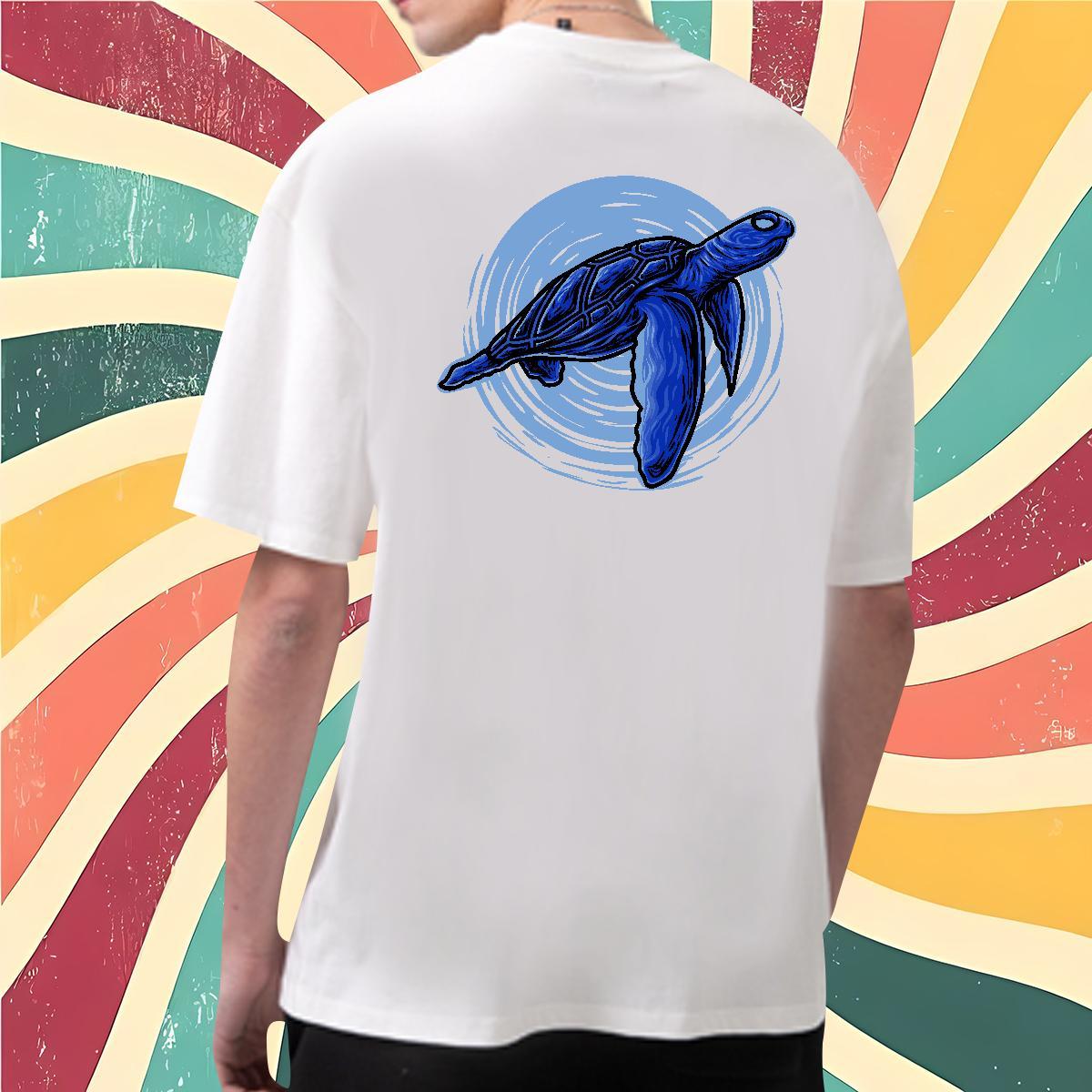 Classic Casual T-Shirts for Men 100% Cotton 230g tortoise Anime Printing Street Tshirts Short Sleeve Soft Cool Men Tees Plus Size Custom