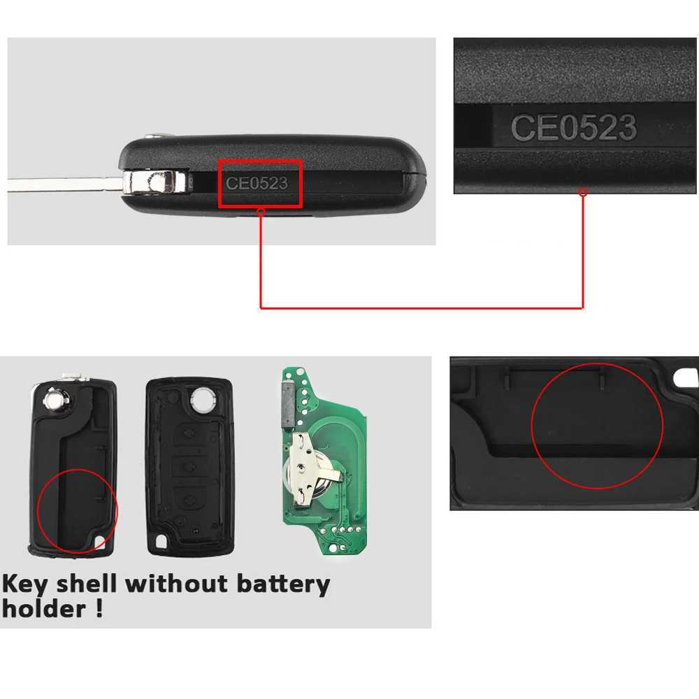 Car Key KEYYOU 2/3 Buttons Filp Remote Car Key 433MHz For Citroen C1 C2 C3 C4 C5 Berlingo Picasso For Peugeot 207 307 ID46 CE0536 CE0523L2486