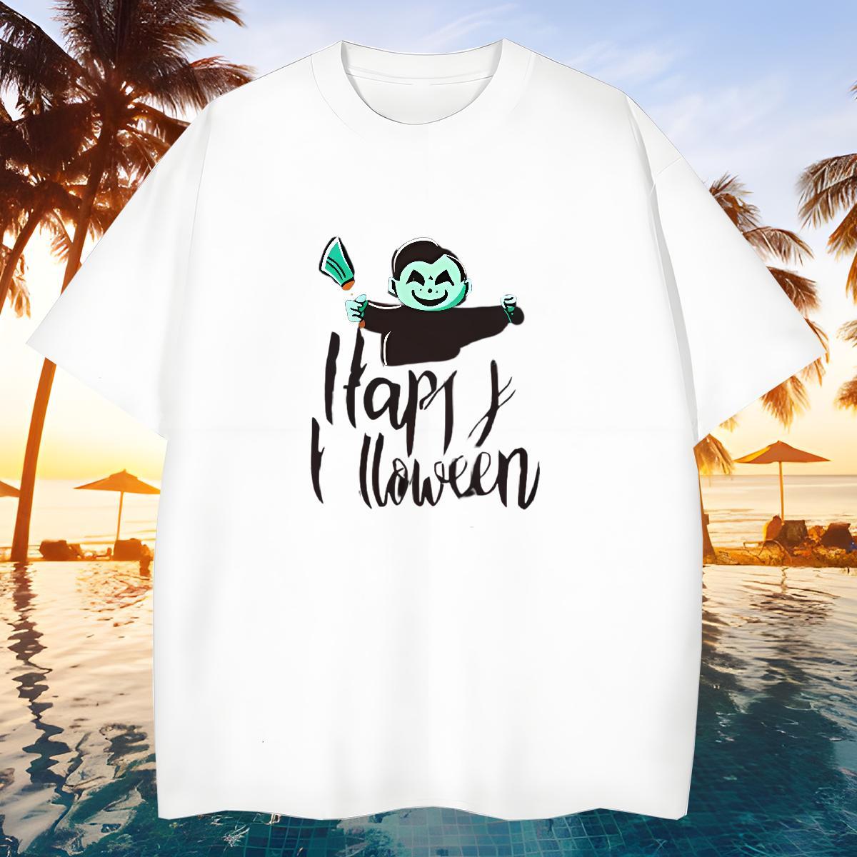 Popular Men Tops Tees 230g 100% Cotton halloween Mens T Shirts Street Casual O-Neck Short Sleeve Cartoon Print Free Shipping Tee Shirt