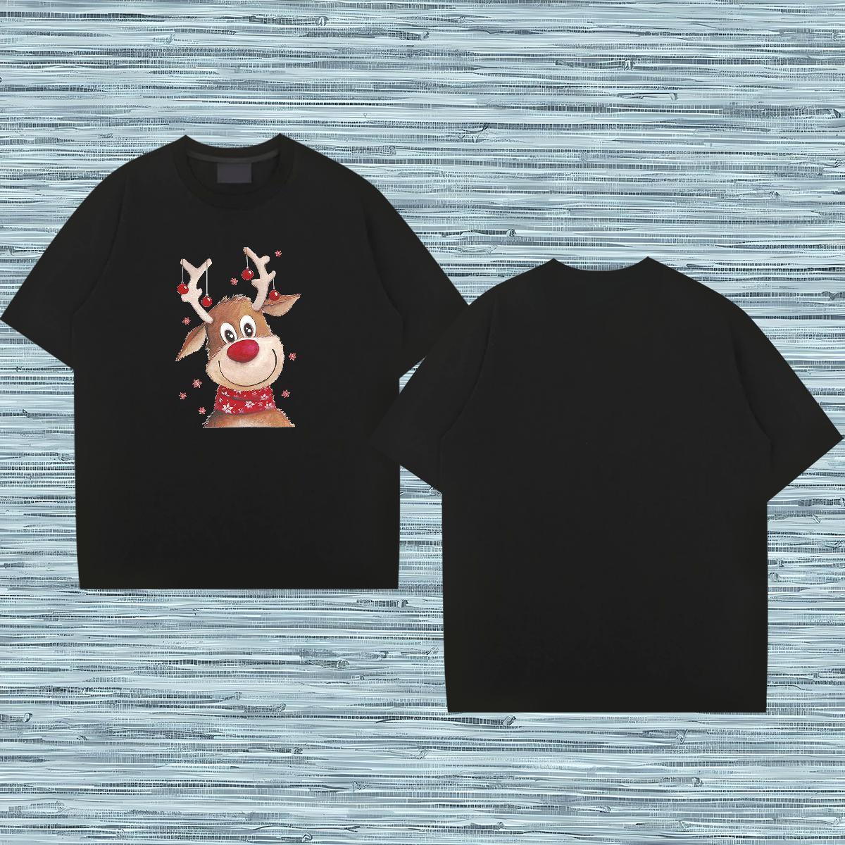 T Shirt For Man 100% Cotton 230g Christmas Daily Outfit Round Neck Short Sleeve Custom Printing Tshirts Fashion Casual Soft Tee Shirt