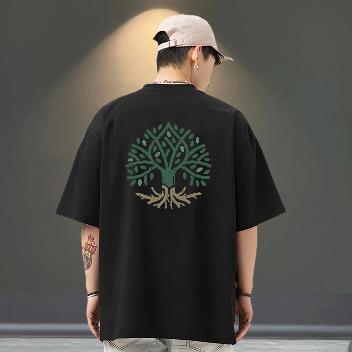 Factory Direct T Shirts Men 230g 100% Cotton tree Home Outdoor Top Tees Breathable Short Sleeve Designer Men Tshirts Floral Print