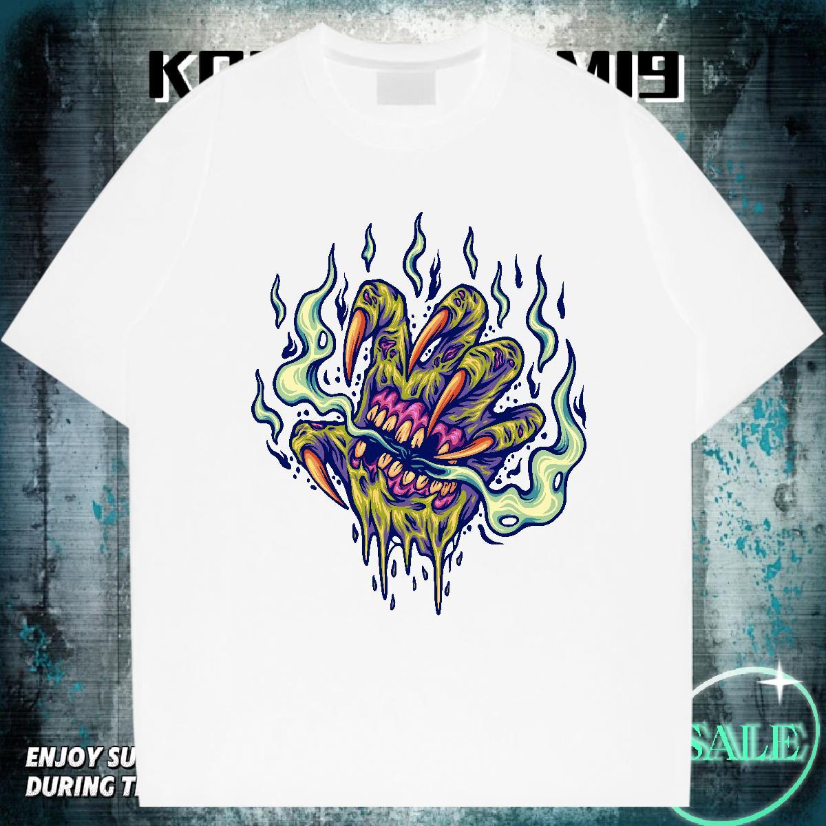 Loose Mens Tshirts 230g Pure Cotton Street Wear ET Custom Cartoon Crew Neck Breathable Fashion Design T shirt Tops