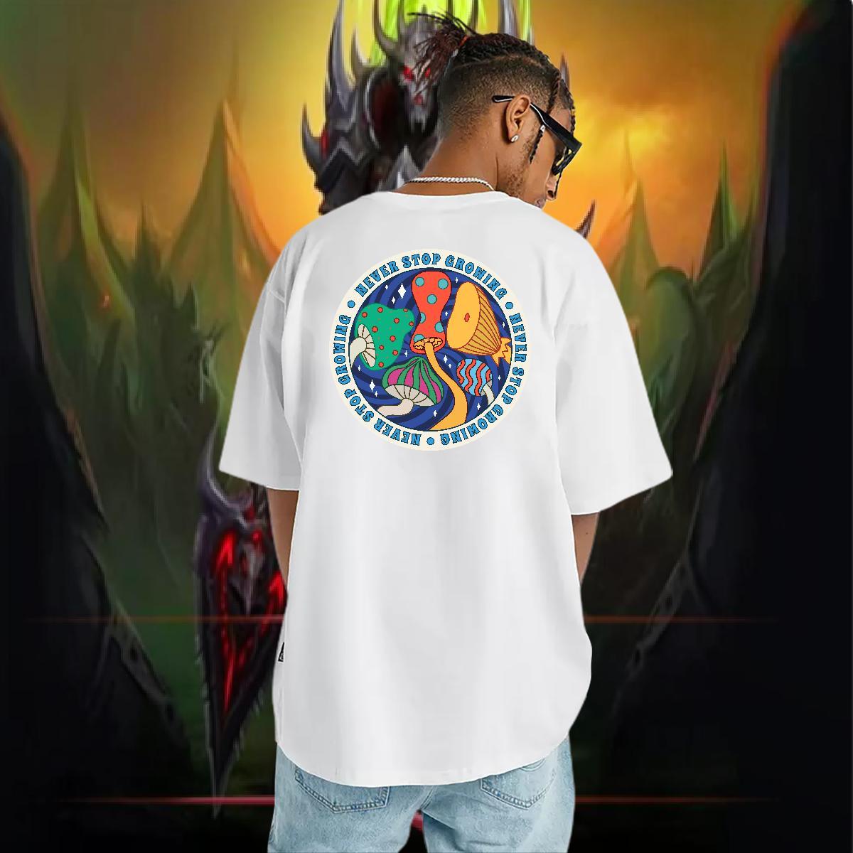 Classic T Shirts Men 100% Cotton 230g mushroom Street Tops Tees Breathable Crew Neck Brand Men Tshirts Customized Print