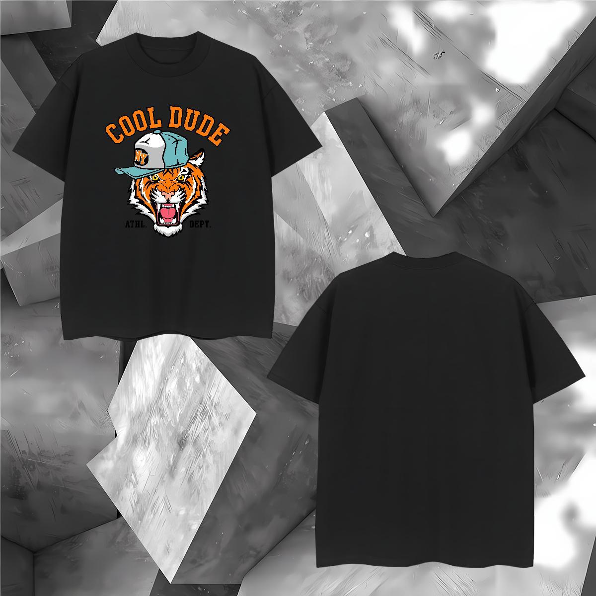 Free Shipping Men Tees 100% Cotton 230g tiger Men T Shirts Street Casual Crew Neck Breathable Oversized 3XL 4XL Fashion New Clothings