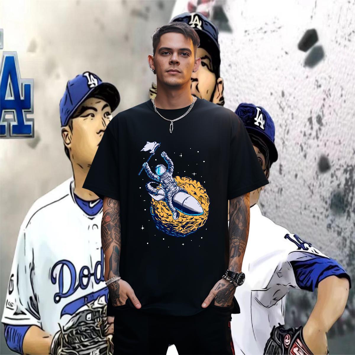 Mens T Shirts 100% Cotton 230g universe Casual Beach Round Neck Short Sleeve Plus Size Custom Men Tshirts 2024 DIY Unisex Polos