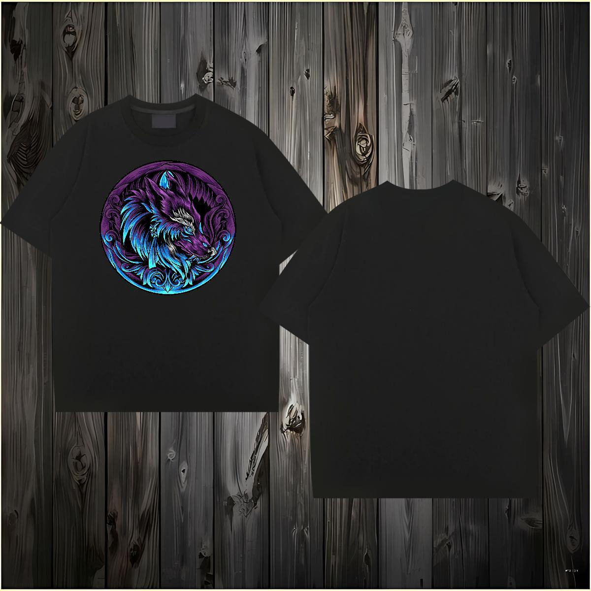 2024 Designer T shirt 230g 100% Cotton wolf Beach Top Tees Breathable Crew Neck High Quality Tshirt for Man Woman Custom Printing