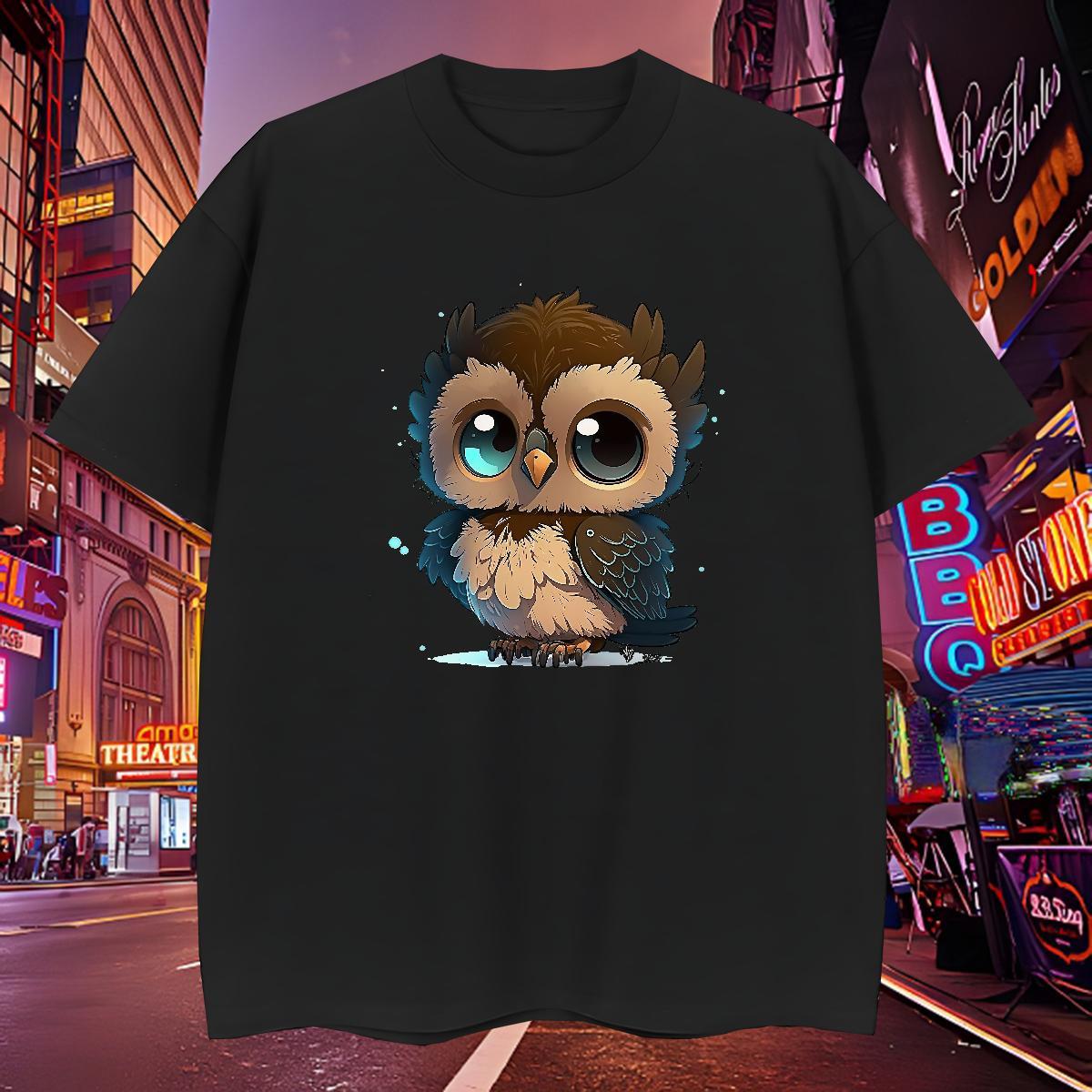 Loose Fit Men Clothes T-Shirt 230g Pure Cotton Owl T shirt Daily Wear Breathable Custom Printed Factory Direct Tshirts