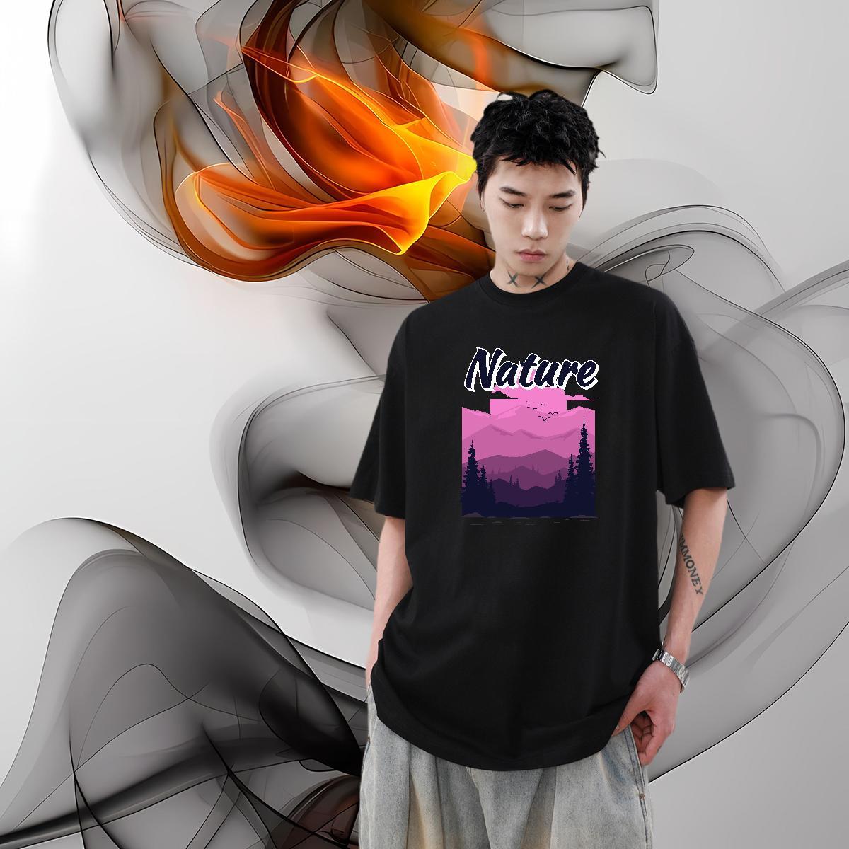 New Designer T-Shirts for Men 230g 100% Cotton tree Hip Hop Street Clothes Short Sleeve Soft Popular Couples T Shirts DIY Printed