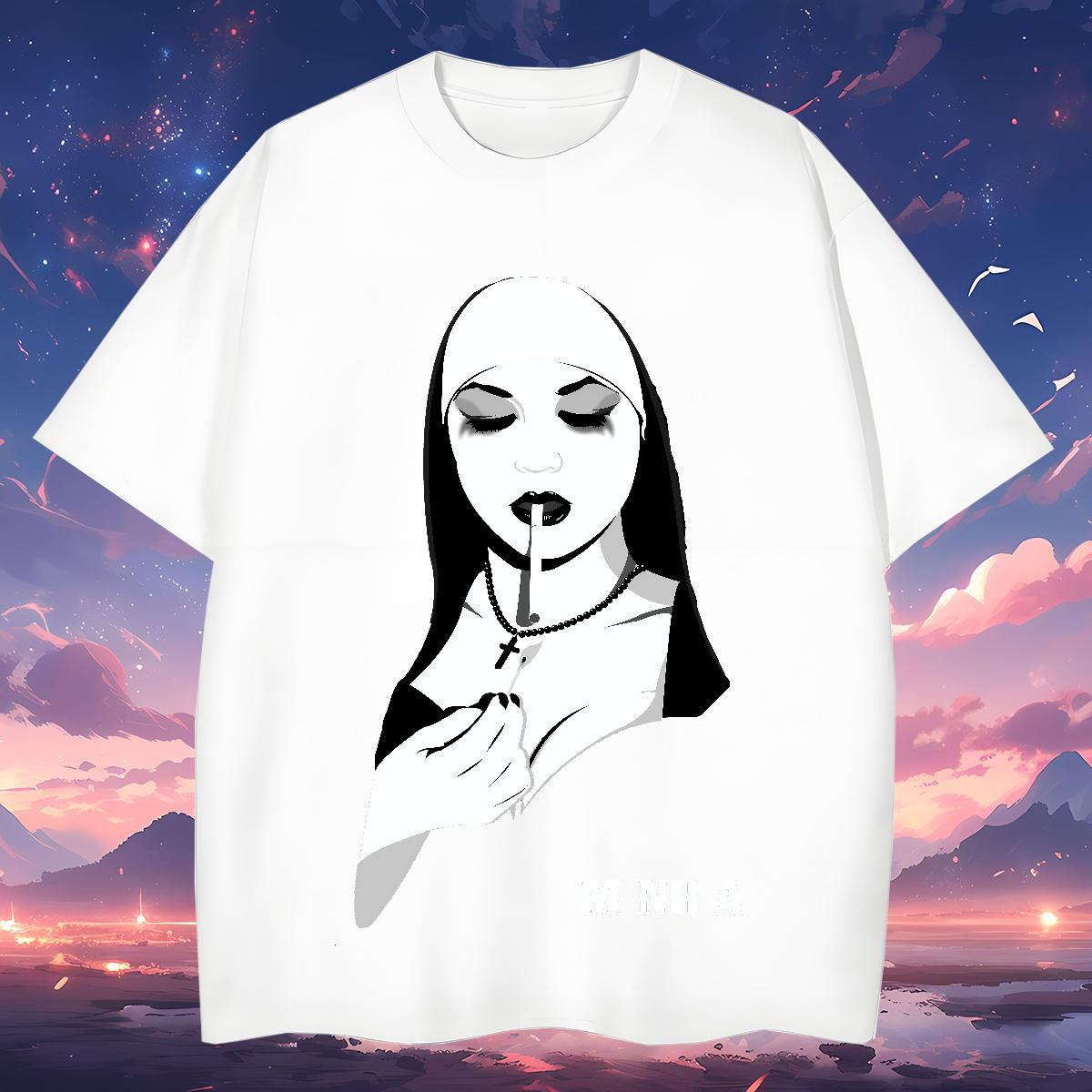 T-Shirts 230g Pure Cotton nun Sports Casual Breathable Short Sleeve Customized Print Mens Tshirts Stylist Designer Clothes