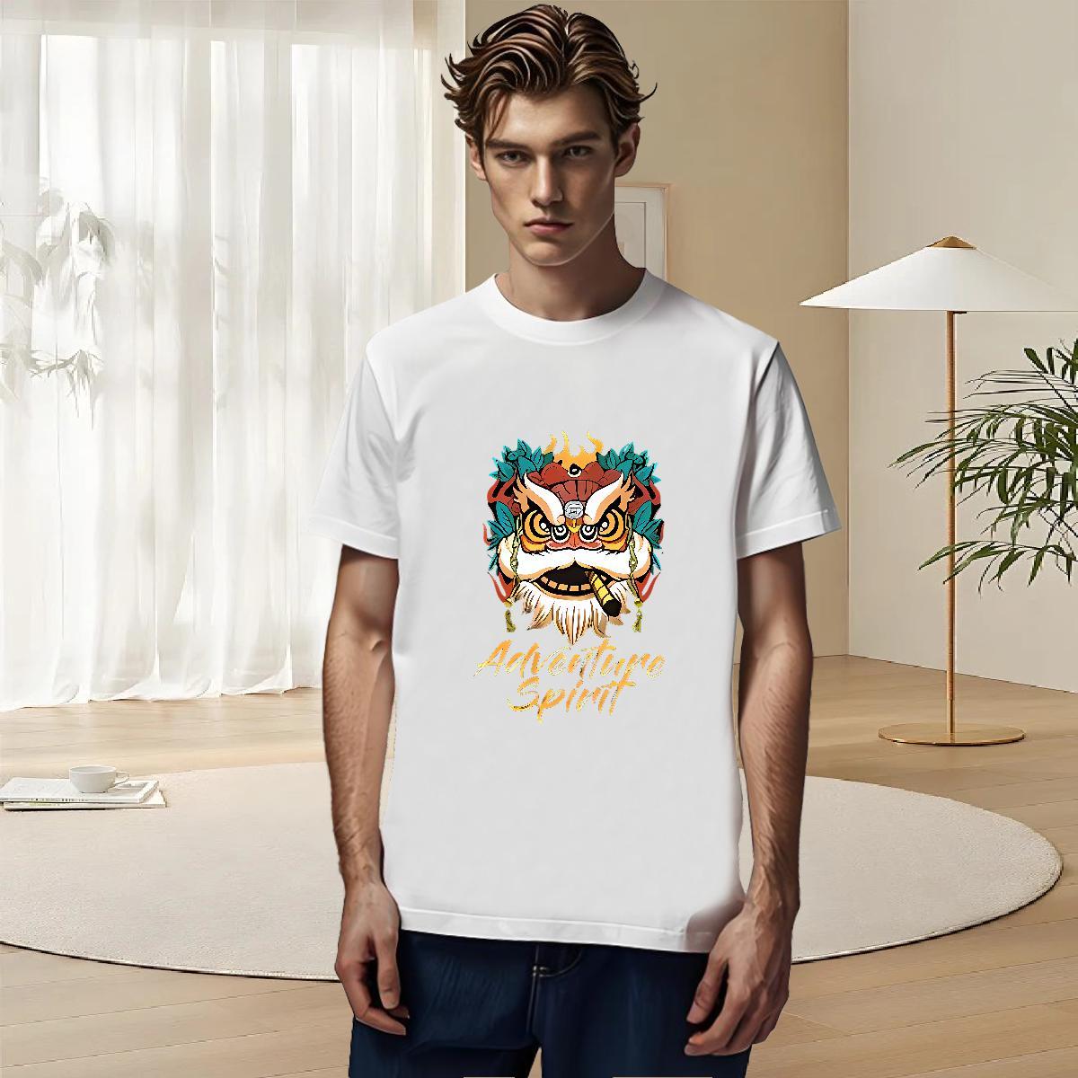 Unisex Men Tshirts 230g Cotton Street Casual DIY Printed O-Neck Short Sleeve Classic T shirt Tees