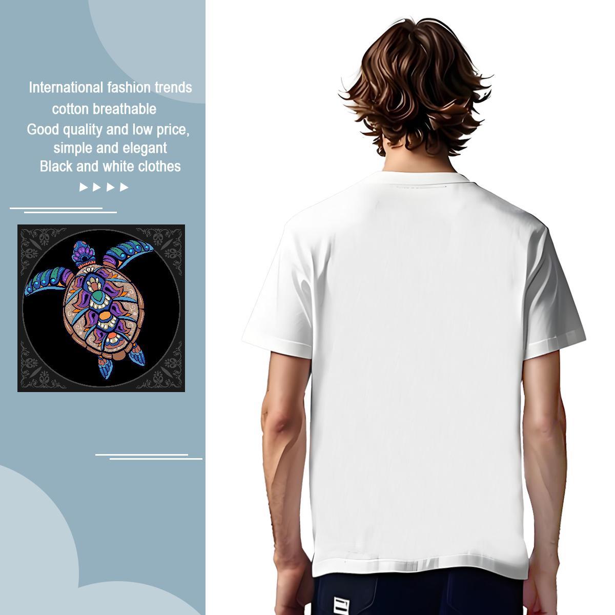 T shirt 100% Cotton 230g tortoise Beach Pure Cotton Cartoon Print Tshirt for Man Woman Stylist Loose Fit Tee Shirt