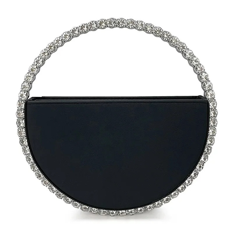 Diamond round ring evening bag fashionable artificial leather clutch wallet elegant handbag for ladies party dance wedding 240806Z