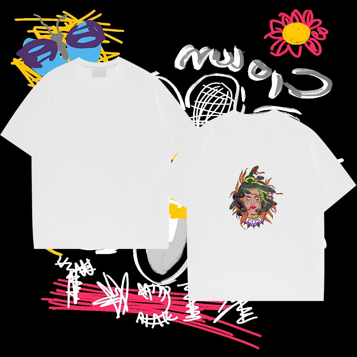 Brand T-Shirts for Men 230g Pure Cotton snake Anime Printing Street Top Tees Breathable Crew Neck Loose Fit Mens Tshirts Plus Size Custom