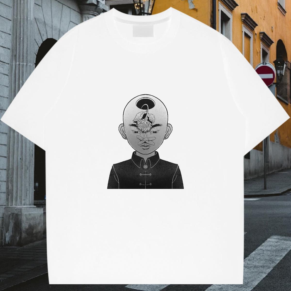 Men T Shirts 100% Cotton 230g portrait Beach Breathable Short Sleeve Oversized 3XL 4XL Couples T Shirts Fashion Casual Soft Top Tees