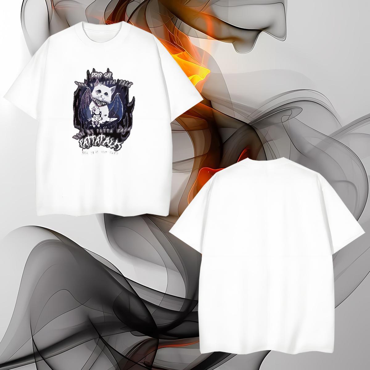 DIY Customized Mens T Shirts 230g Cotton cat Hip Hop Street Tees Breathable Short Sleeve Soft Tshirt for Man Woman Anime Print