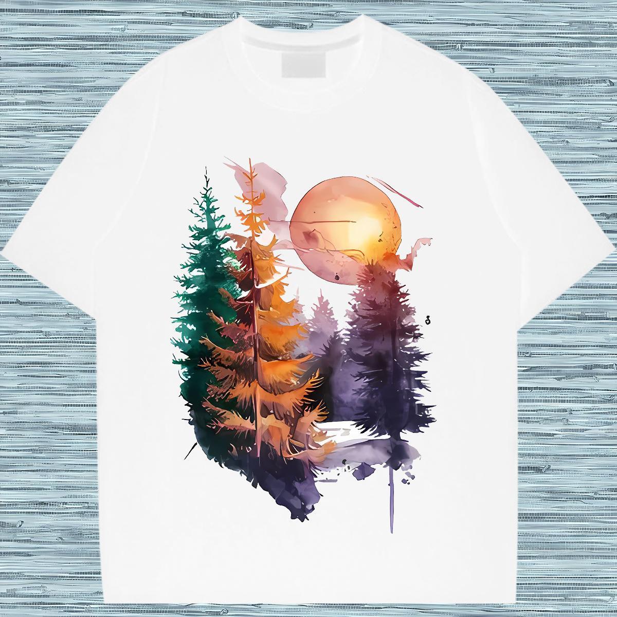 Female T-Shirts Breathable Unisex Tshirts DIY Printed tree Street 100% Cotton 230g 2024 Tops Shirt